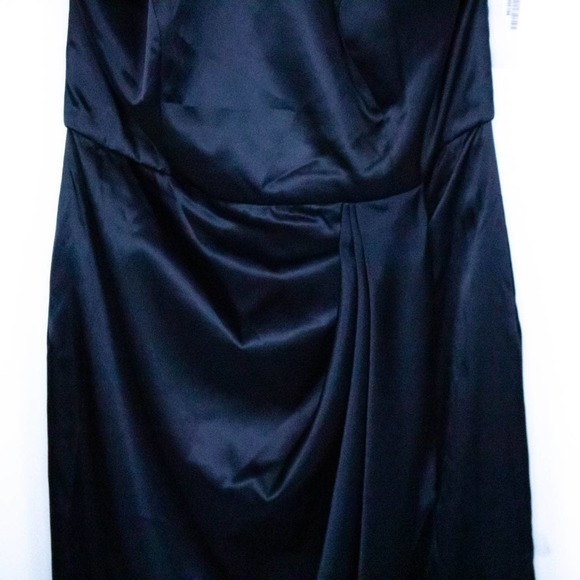 Nordstrom Womens Formal Midi Dress Size 12 Navy Blue Satin Wrap Halter Cocktail - Picture 4 of 12